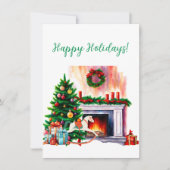 Custom Happy Holidays Gemütliche Scene Watercolor  (Vorderseite)