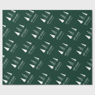 Custom Happy Holidays Green Festival Spruce Geschenkpapier