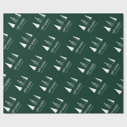 Custom Happy Holidays Green Festival Spruce Geschenkpapier (Flach)