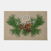 Custom Happy Holidays Imitate Jute Burlap Muster Fußmatte (Vorderseite)