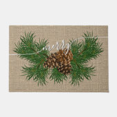 Custom Happy Holidays Imitate Jute Burlap Muster Fußmatte (Vorderseite)