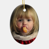 Custom Happy Holidays Oval Christmas Tree Ornament (Hinten)