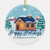 Custom Happy Holidays Real Anwesen Company Winter Keramik Ornament (Vorne)