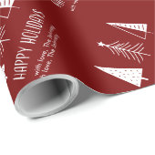 Custom Happy Holidays Red Festive Spruce Geschenkpapier (Rolleneckpunkt)