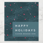 Custom Happy Holidays Spruce Berries Moderne Weinetikett (Einzelnes Label)