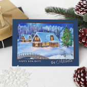 Custom Happy Holidays Winter Wonderland Watercolor Postkarte