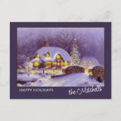 Custom Happy Holidays Winter Wonderland Watercolor Postkarte (Vorderseite)