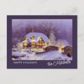 Custom Happy Holidays Winter Wonderland Watercolor Postkarte (Vorderseite)