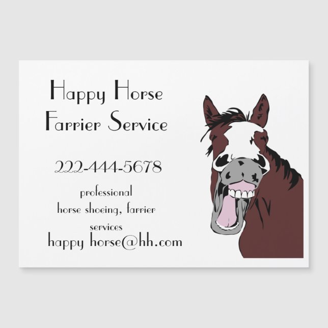 Custom Happy Horse Farrier Horse Shoeing Business Magnetkarte (Vorderseite)