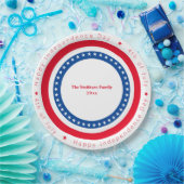 Custom Happy Independence Day Red White Blue Pappteller (Party)
