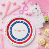 Custom Happy Independence Day Red White Blue Pappteller (Party)