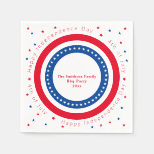 Custom Happy Independence Day Red White Blue Stars Serviette