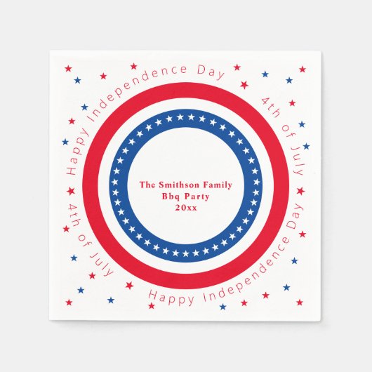Custom Happy Independence Day Red White Blue Stars Serviette (Vorderseite)