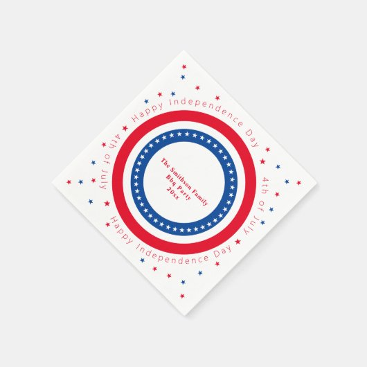 Custom Happy Independence Day Red White Blue Stars Serviette (Ecke)