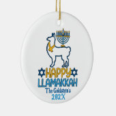 Custom Happy Llamakkah Happy Hanukkah Keramik Ornament (Rechts)