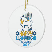 Custom Happy Llamakkah Happy Hanukkah Keramik Ornament (Links)
