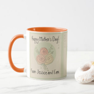 Custom Happy Mother's Day Amber Line Art Rose Tasse