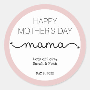 Custom Happy Mother's Day Mama Elegant Runder Aufkleber