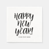 Custom Happy New Year Drehbuch Typografie Spaß Par Serviette (Vorderseite)