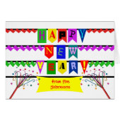 Custom Happy New Year, Helle und farbenfrohe Flagg (Vorderseite (Horizontal))