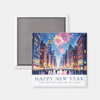 Custom Happy New Year New York City Fireworks Magnet