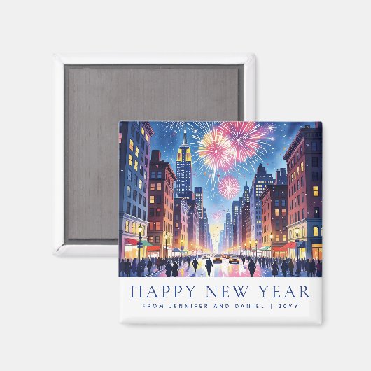 Custom Happy New Year New York City Fireworks Magnet (Vorderseite/Rückseite)
