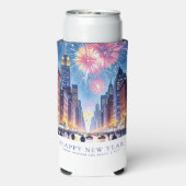 Custom Happy New Year New York City Fireworks Selters Dosenkühler (Seltzer Rückseite)