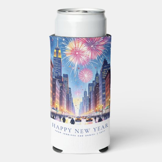 Custom Happy New Year New York City Fireworks Selters Dosenkühler (Seltzer Rückseite)