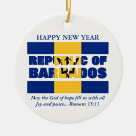 Custom Happy New Year Republik Barbados Keramik Ornament