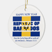 Custom Happy New Year Republik Barbados Keramik Ornament (Links)