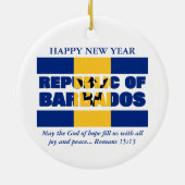 Custom Happy New Year Republik Barbados Keramik Ornament (Hinten)
