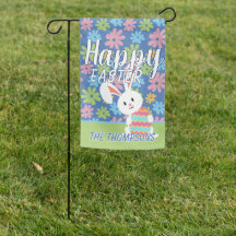 Custom Happy Oster Bunny Retro Blumenmuster
