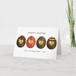 Custom Happy Ostercard - EGGS Brown Gold Verziert Feiertagskarte