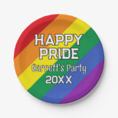 Custom Happy Pride LGBT Gay Pride Party Rainbow Pappteller (Vorderseite)