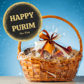 Custom Happy Purim Classic Gold Glitzer Runder Aufkleber