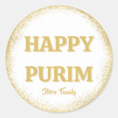Custom Happy Purim Gold Glitzer Elegant Runder Aufkleber (Vorderseite)