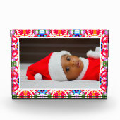 Custom Happy Red Bright Green Christmas Keepake Fotoblock (Vorderseite)