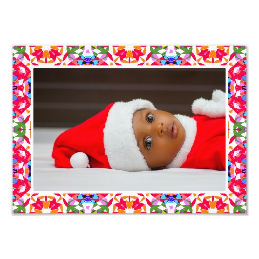 Custom Happy Red Bright Green Christmas Keepake Fotodruck (Vorne)