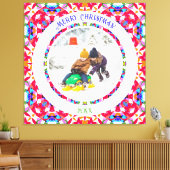 Custom Happy Red Bright Green Christmas Keepake Leinwanddruck (Insitu (Wohnzimmer))