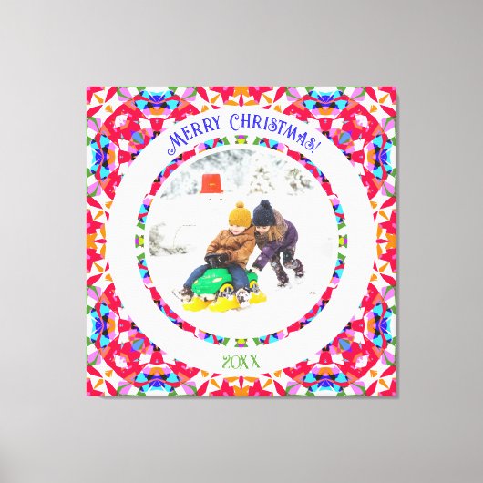 Custom Happy Red Bright Green Christmas Keepake Leinwanddruck (Vorderseite)