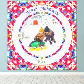 Custom Happy Red Bright Green Christmas Keepake Leinwanddruck (Insitu (Holzboden))