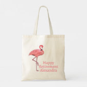 Custom Happy Retirement wünscht Pink Flamingo Tragetasche (Rückseite)