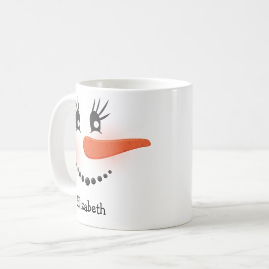 Custom Happy Snowman Face Frohe Weihnachtsgeschenk Kaffeetasse (Vorderseite Links)