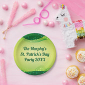 Custom Happy St. Patrick's Day Green Sparkle Party Pappteller (Party)