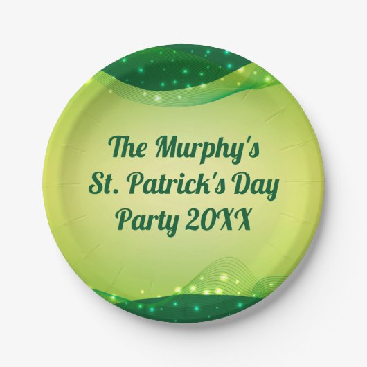 Custom Happy St. Patrick's Day Green Sparkle Party Pappteller (Vorderseite)