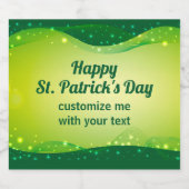 Custom Happy St. Patrick's Day Green Sparkle Party Schaumweinetikett (Einzelnes Label)