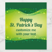 Custom Happy St. Patrick's Day Green Sparkle Party Weinetikett (Einzelnes Label)