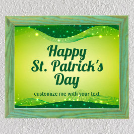 Custom Happy St. Patrick's Day Niedlich Green Spar Poster