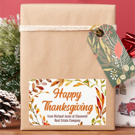 Custom Happy Thanksgiving Autumn Leaves Business Rechteckiger Aufkleber (Feiertag)