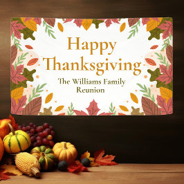 Custom Happy Thanksgiving Autumn Leaves Urlaub Banner